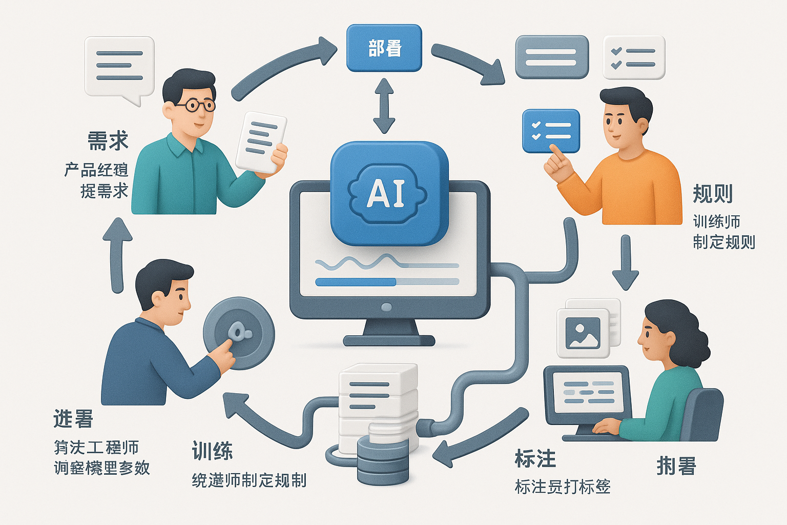AI训练团队协作示意图